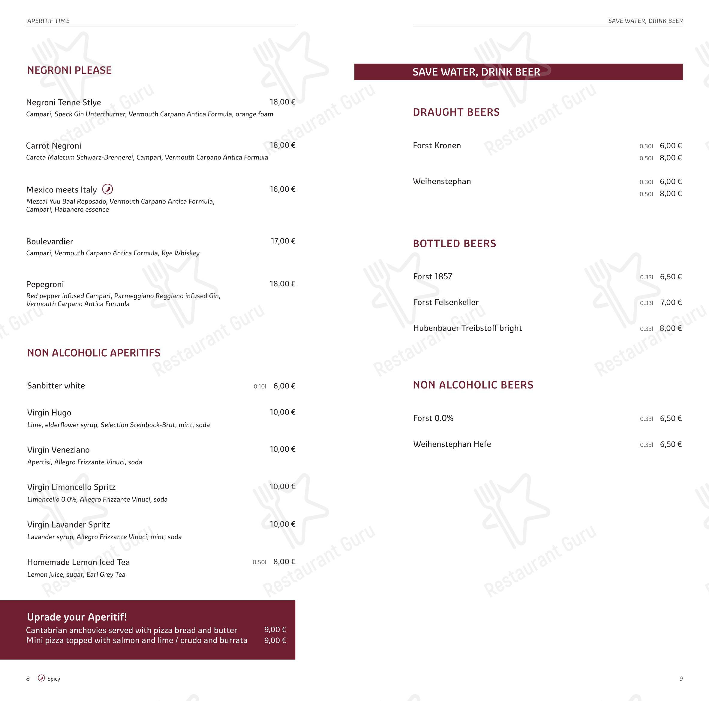 Menu bar per Tenne Lodges in Colle