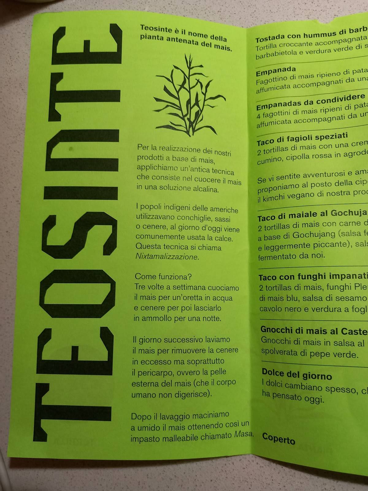Menu di Teosinte 