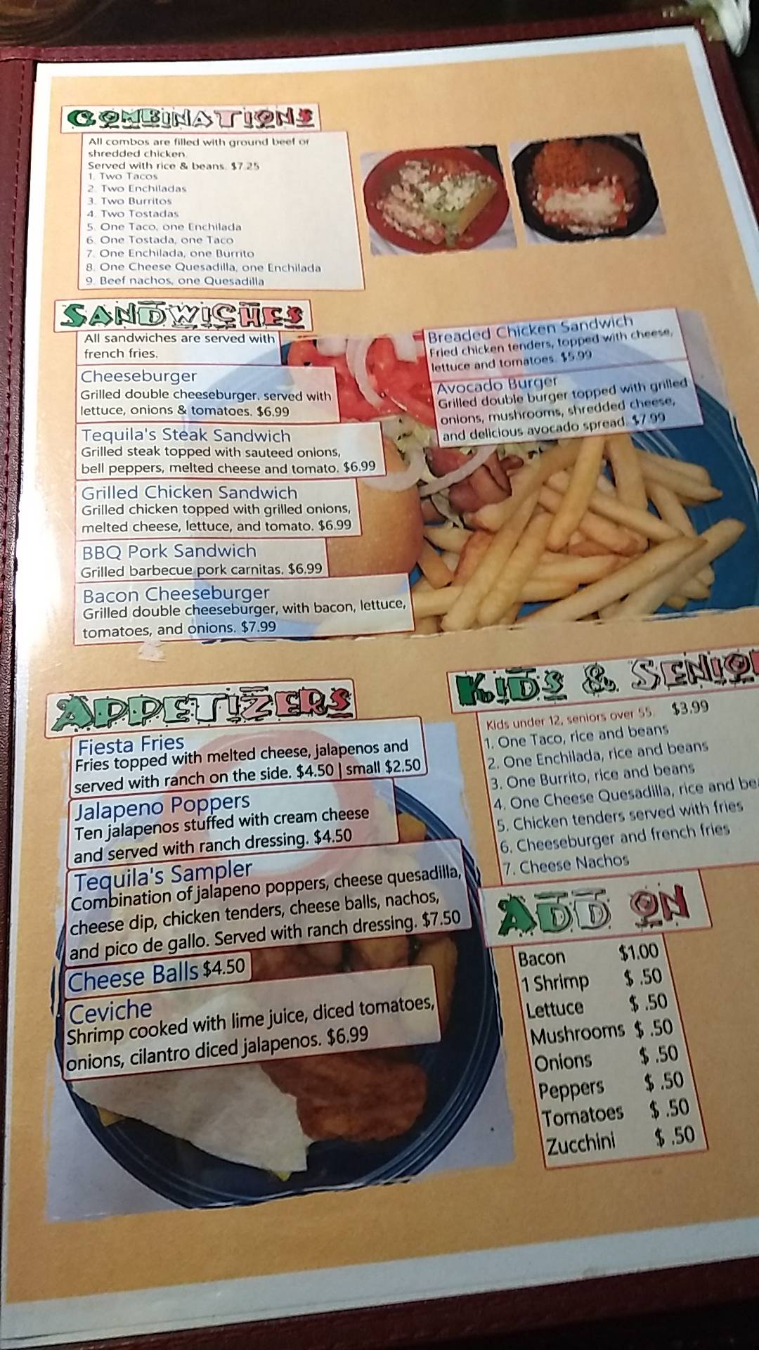 Menu at Tequila's Mexican Bar & Grill, Northwood