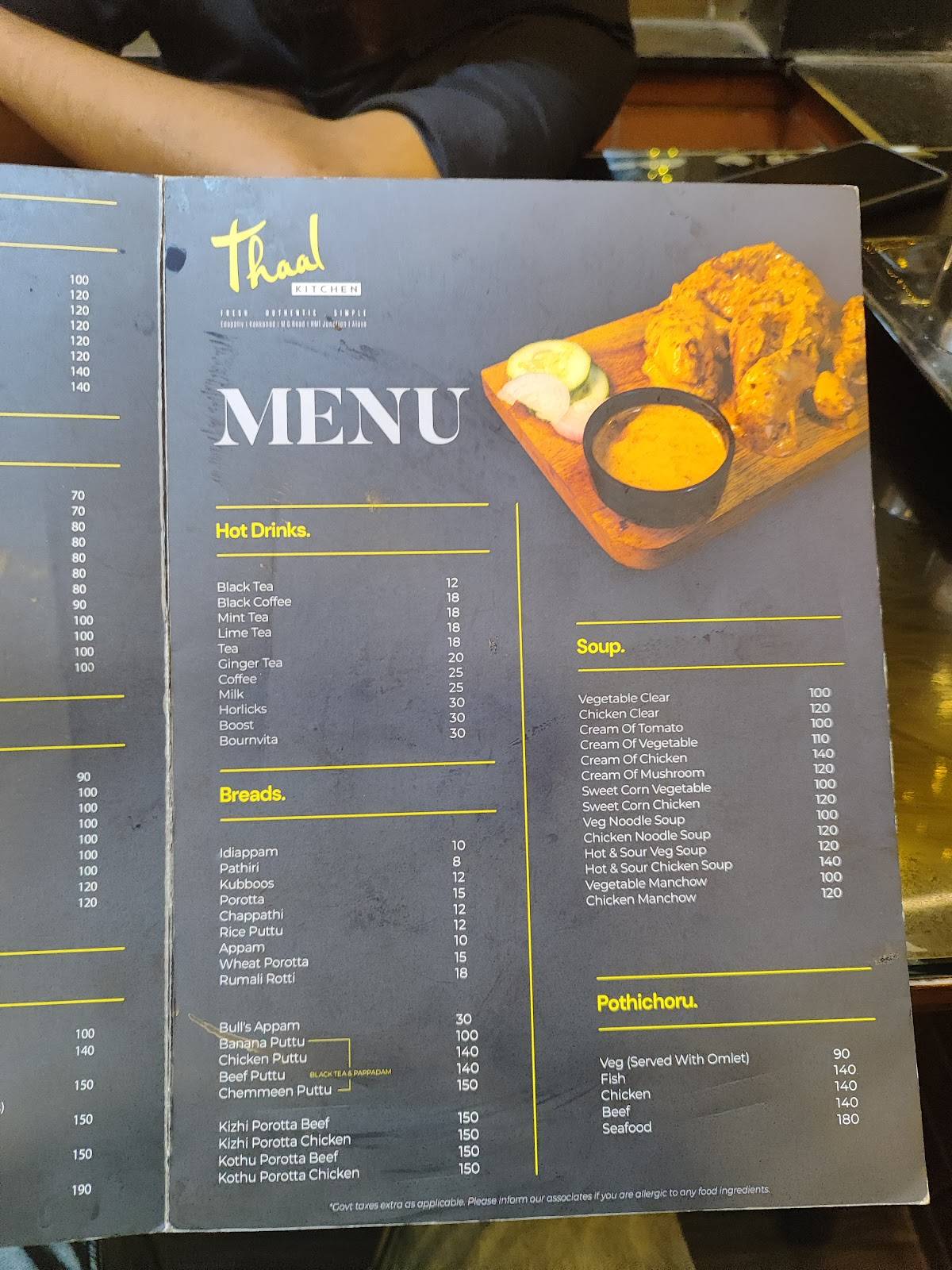 Thaal Kitchen menu
