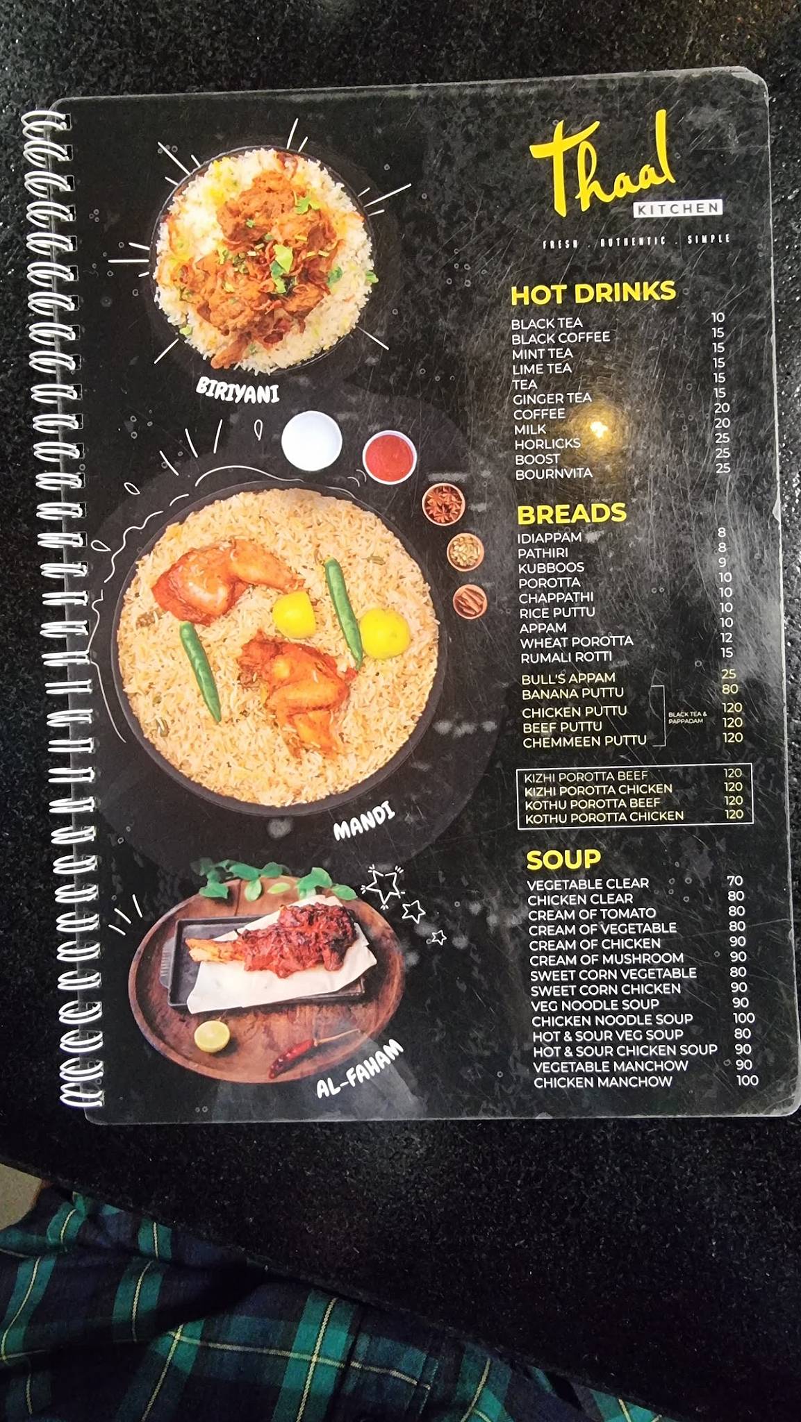 Thaal Kitchen menu