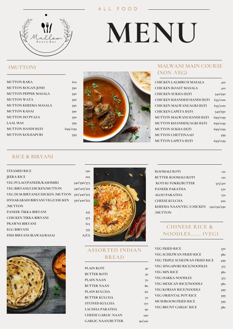 Mallow Garden Resto Bar menu