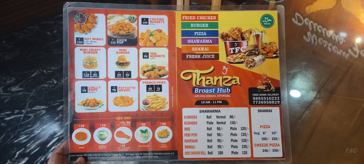 Thanza Broast Hub menu