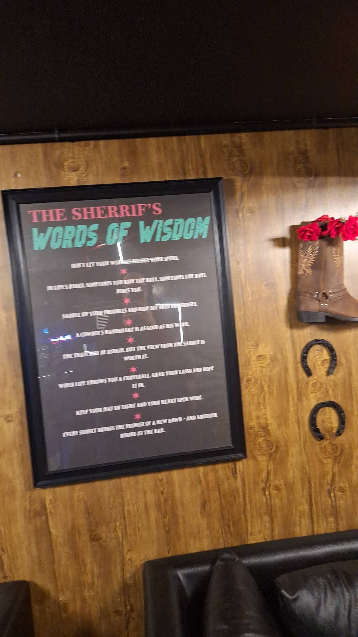 The Bar Sheriff menu