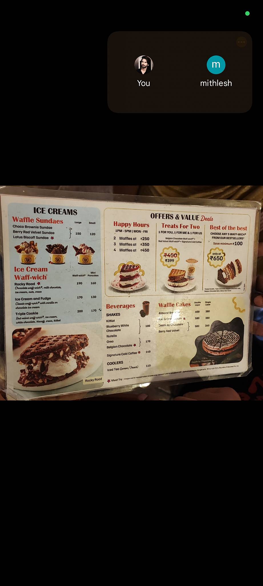 The Belgian Waffle Co menu