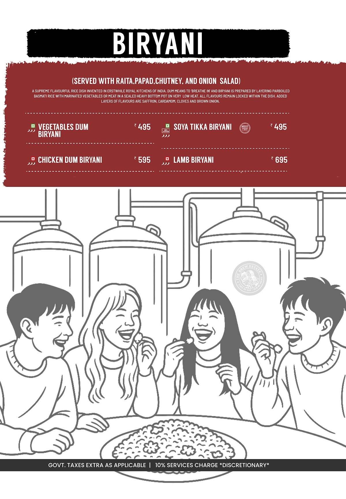 The Brew Estate menu