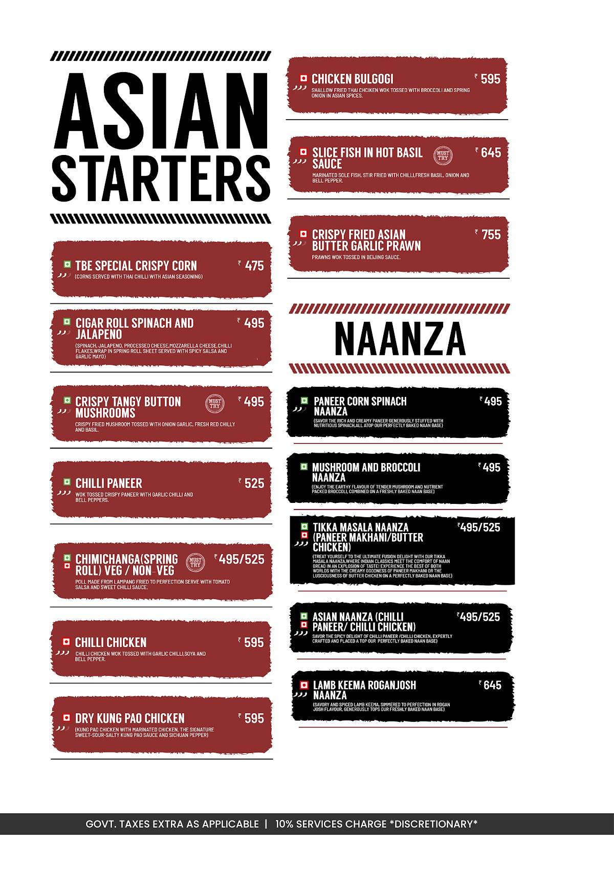 The Brew Estate menu