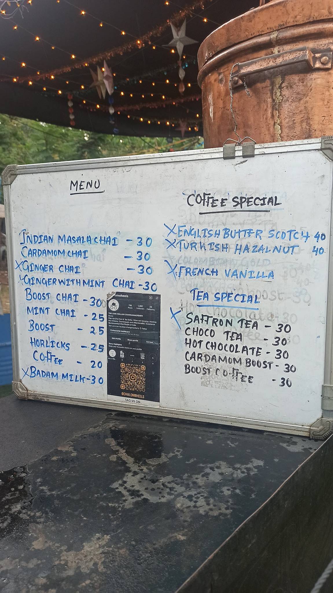 The Chai Wallah menu