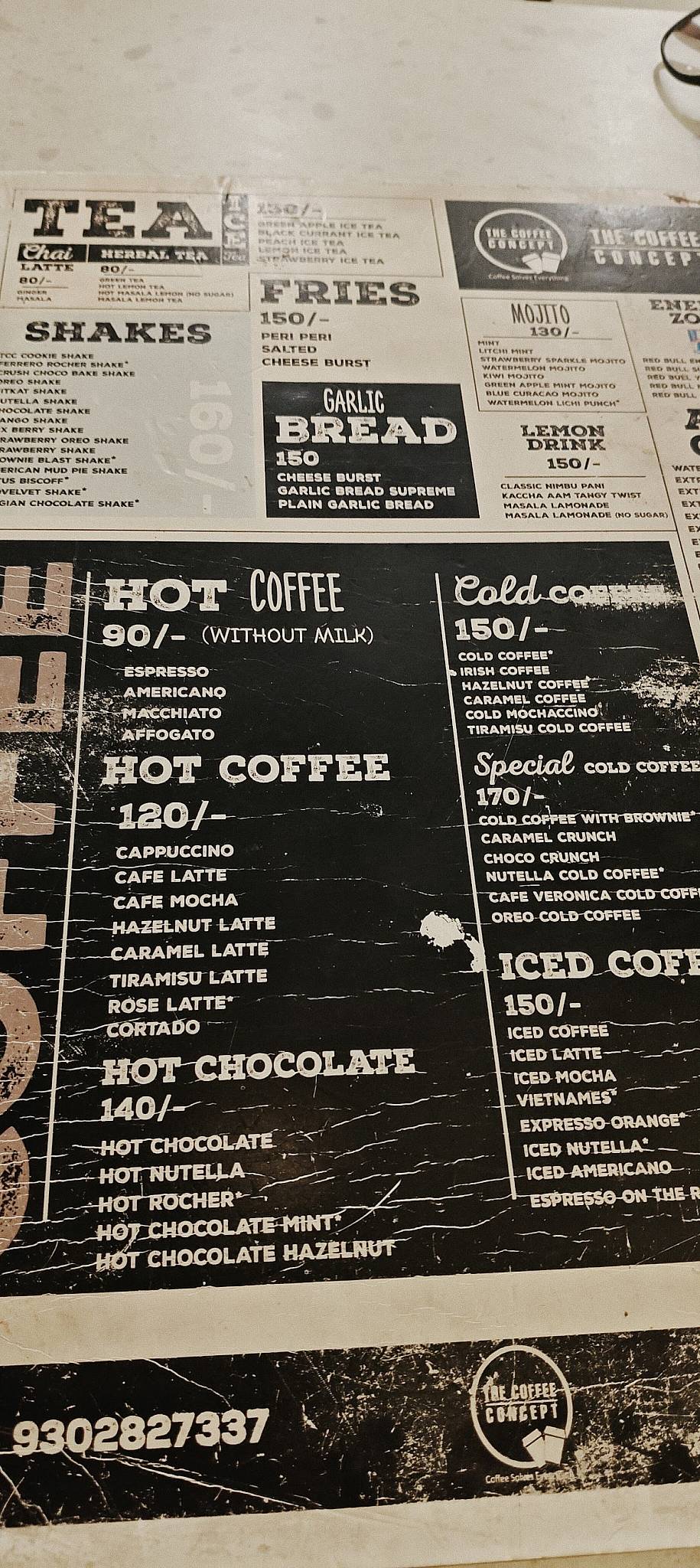 The Coffee Concept menu