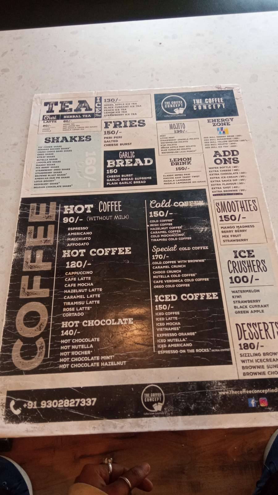 The Coffee Concept menu