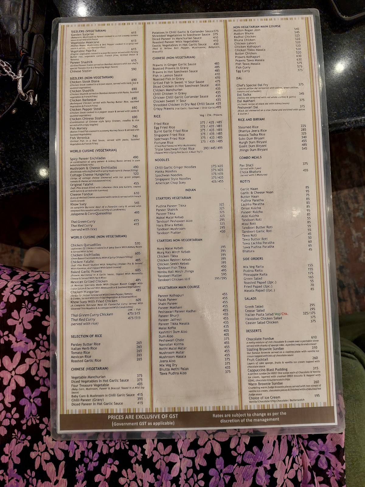 The Coffee Crest menu