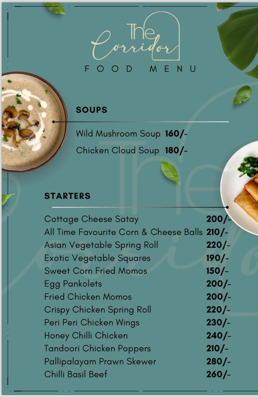 The Corridor Bistro (Cafe) menu