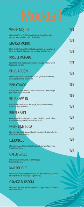 The Food Island menu