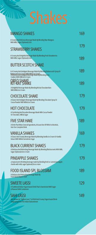 The Food Island menu