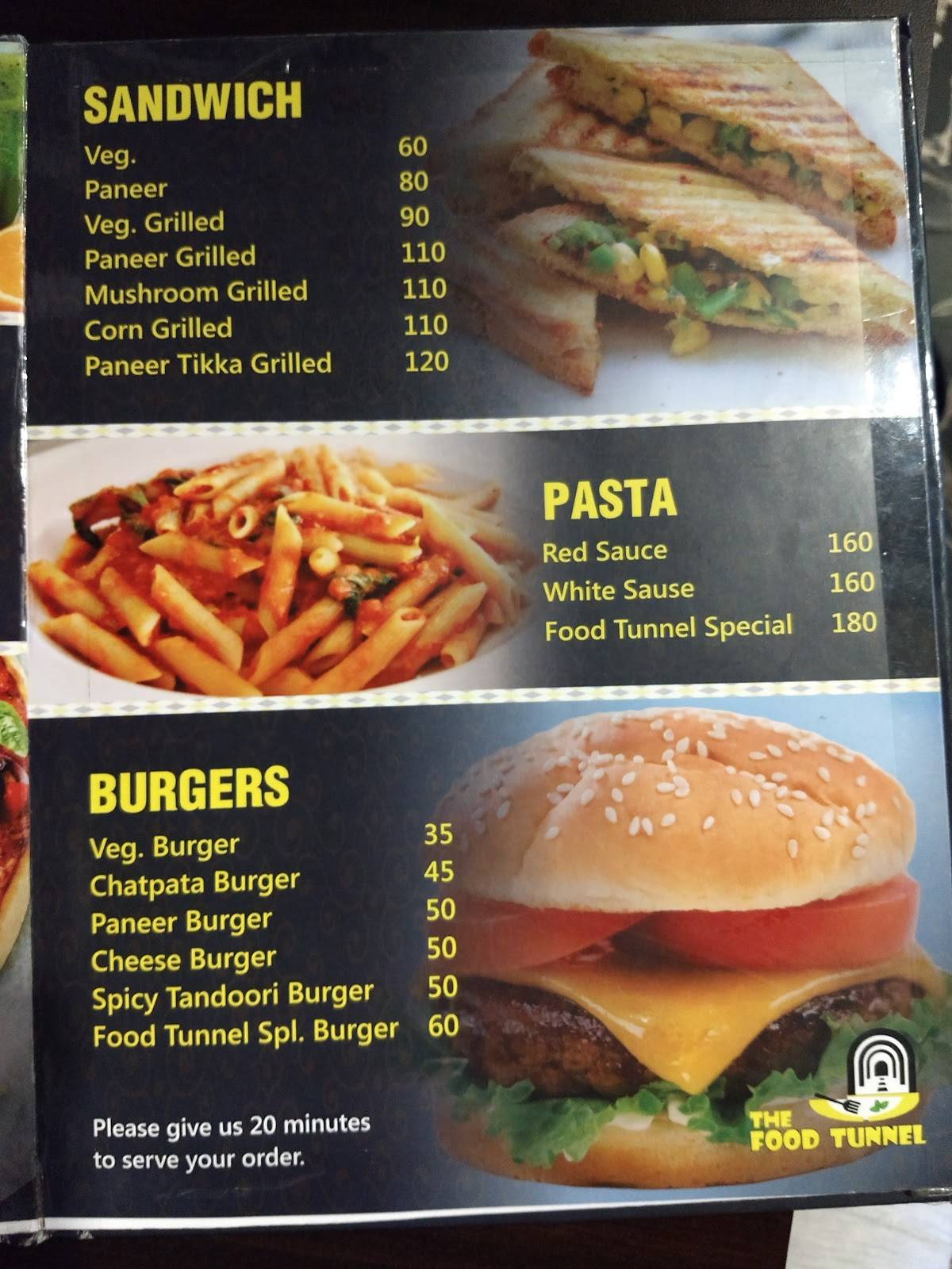 The Food Tunnel menu