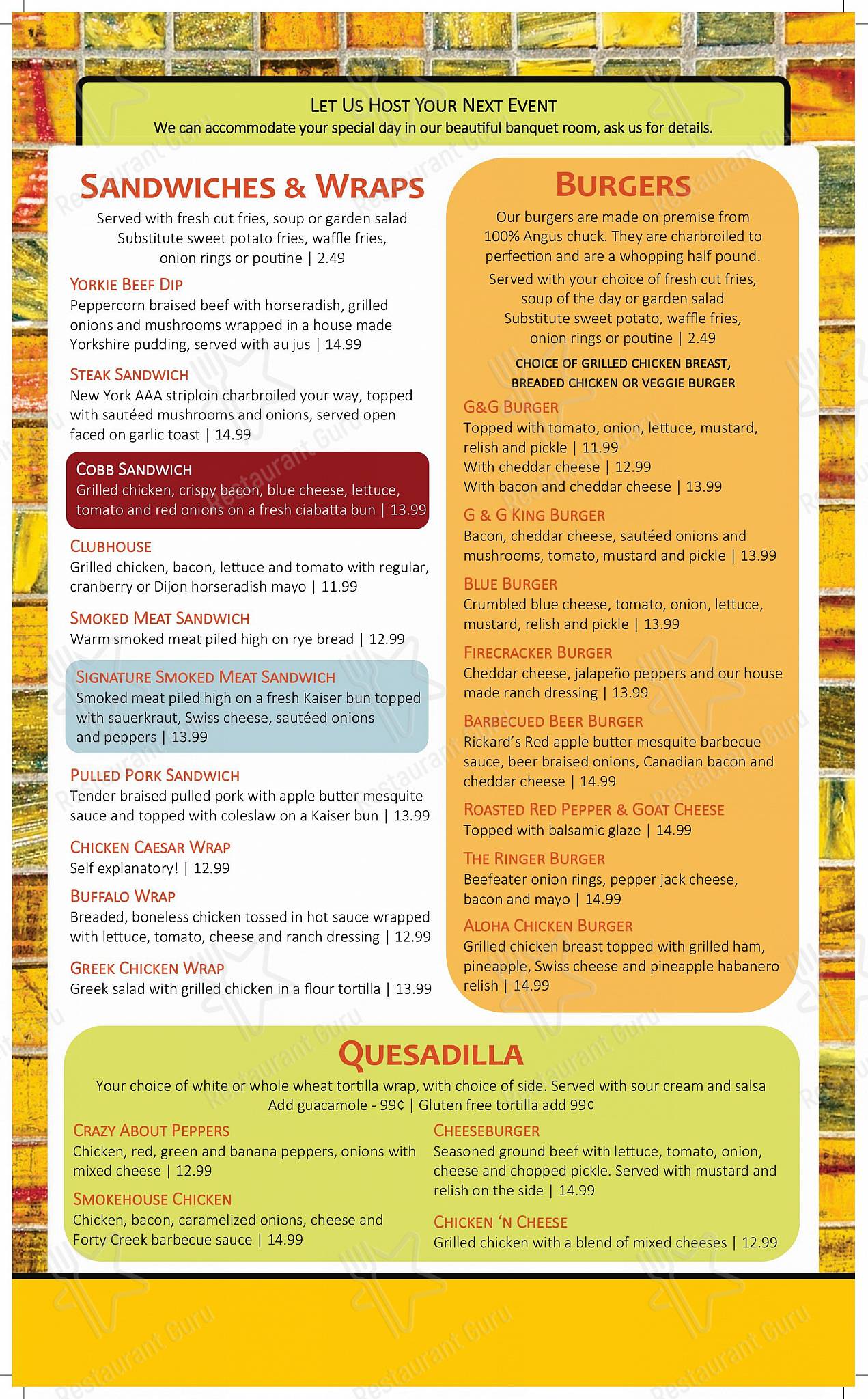 Menu at The Goose & Gridiron pub & bar, MerrickvilleWolford