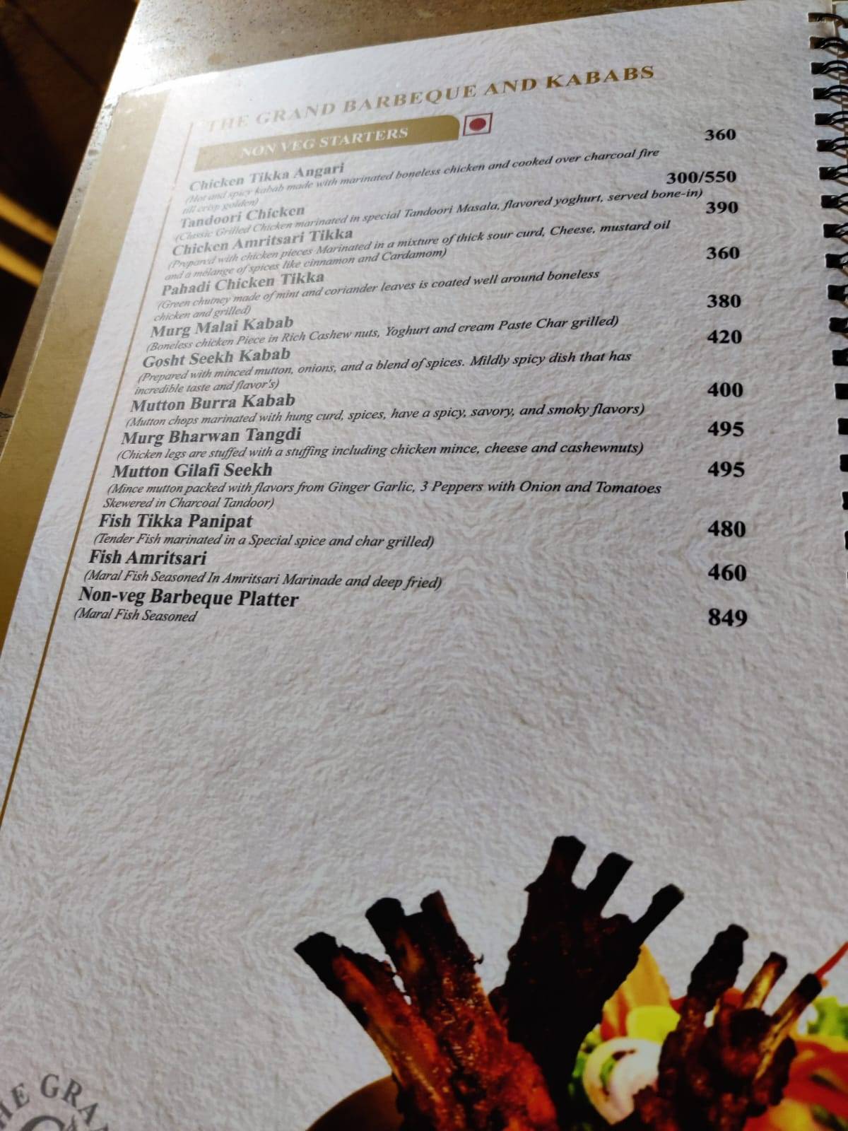 The Grand Cuisines (TGC) menu