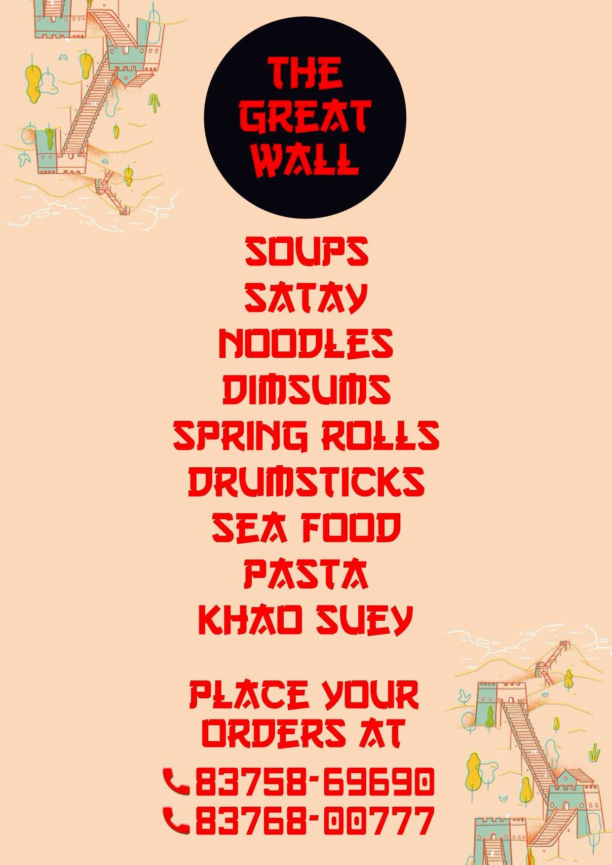 The Great Wall, New Delhi menu