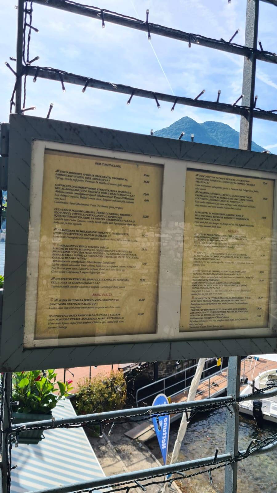 Menu di Ristorante La Baia di Moltrasio 