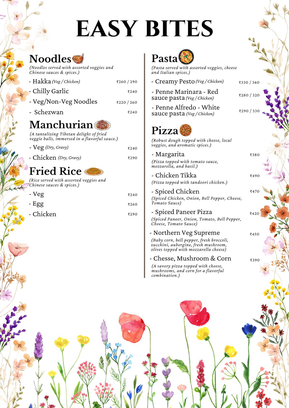 The Northern Cafe menu