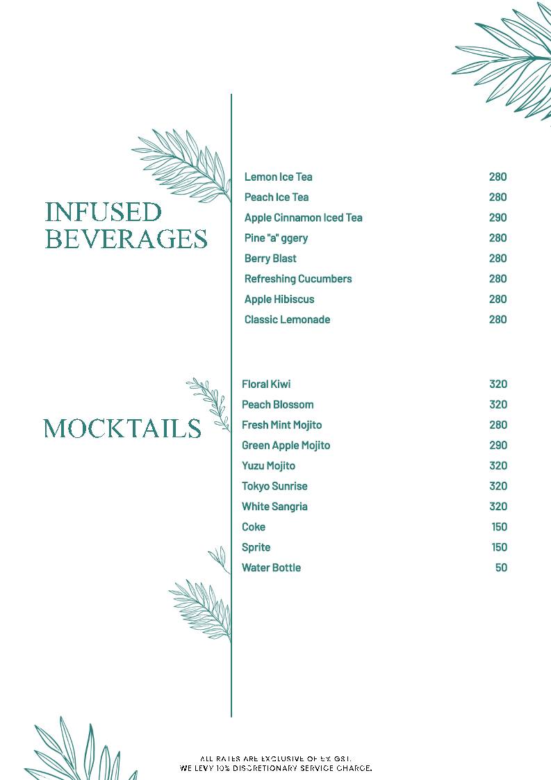 The Palette Cafe menu