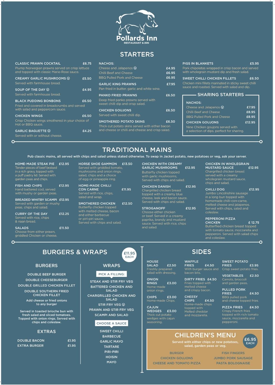 Menu at The Pollards Inn pub & bar, Auckland