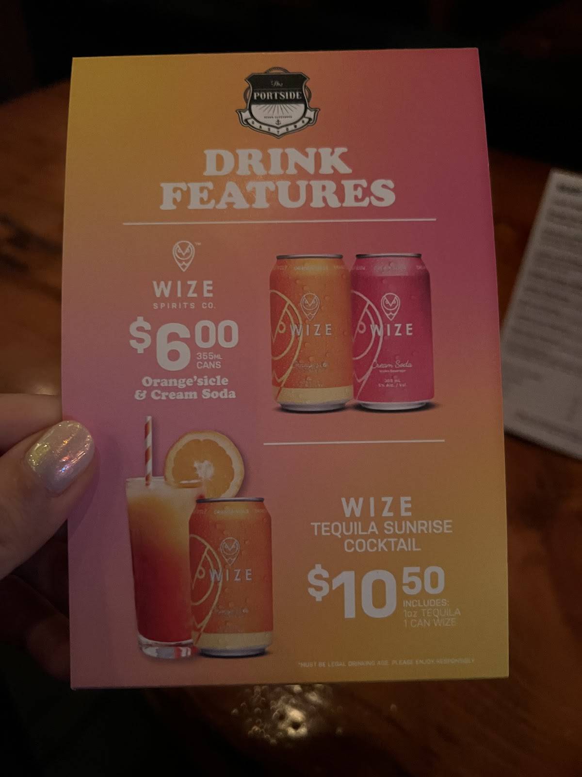 Menu de The Portside Pub