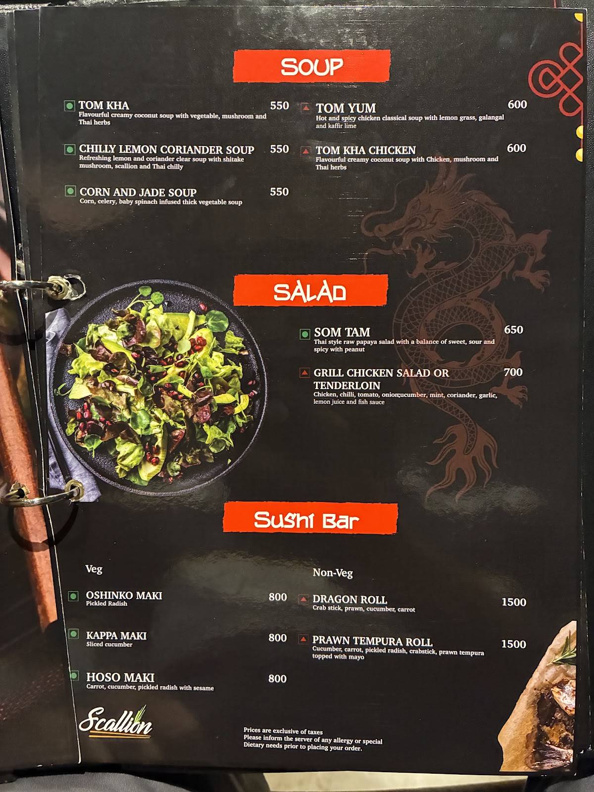 The Scallion menu