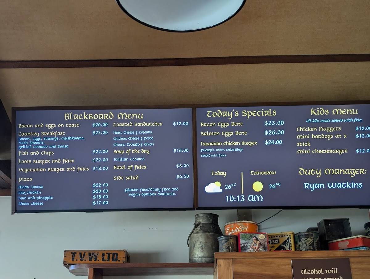 Menu at The Shire's Rest Cafe, Matamata