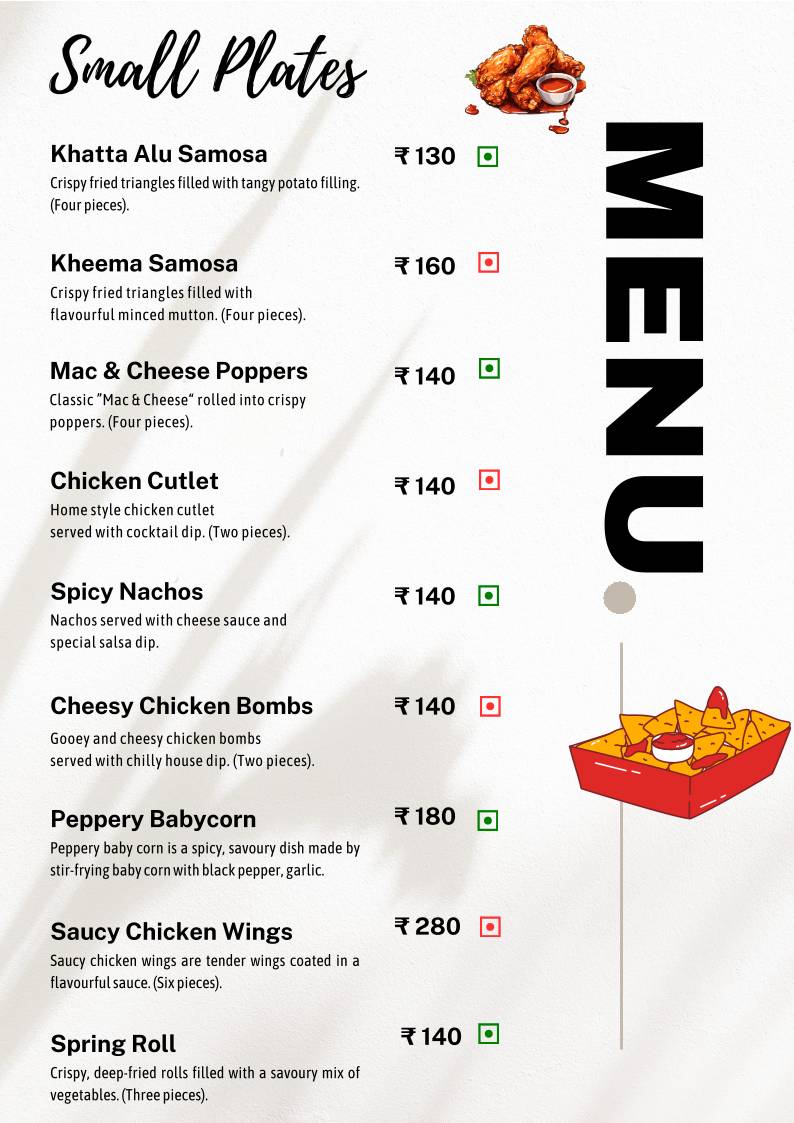 The Studio Cafe menu