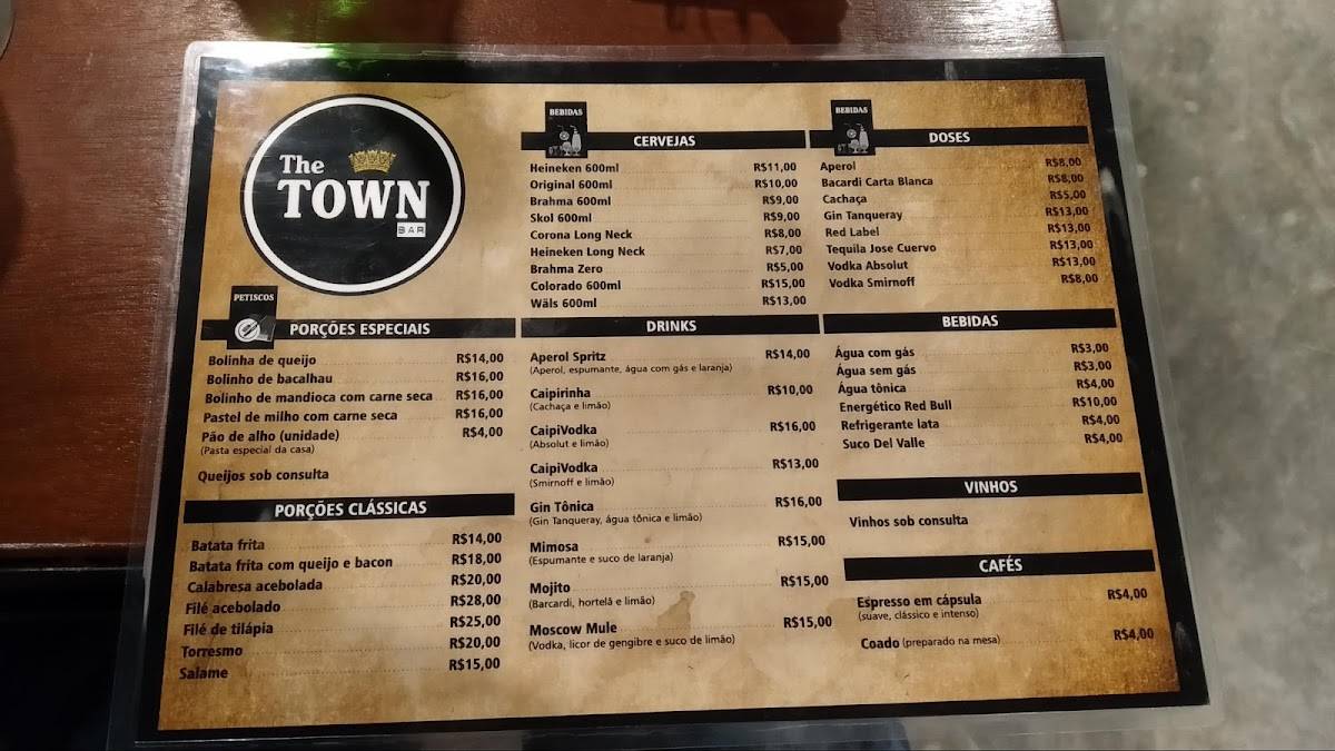 The Town Bar e Café cardápio
