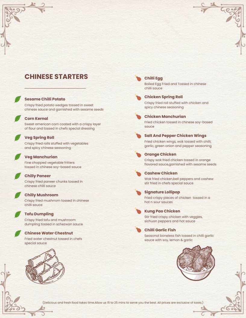 The White Cashew menu