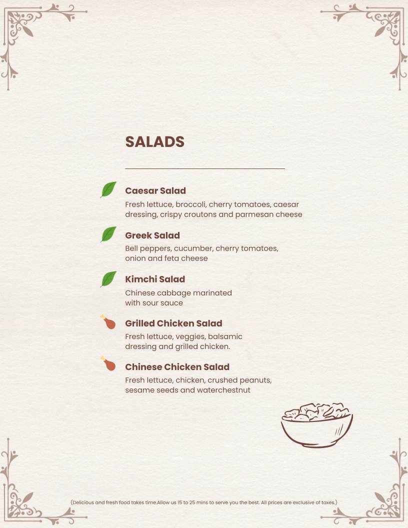 The White Cashew menu
