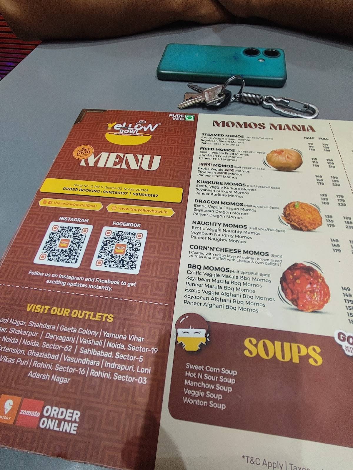 The Yellow Bowl menu