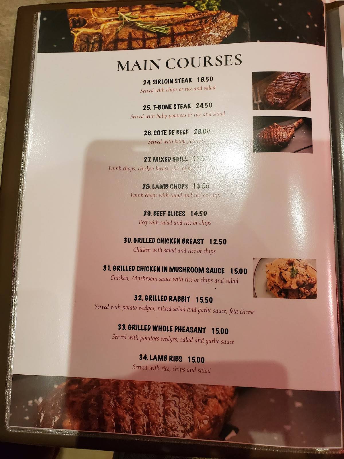 Menu At Tirana Restaurant Ilford