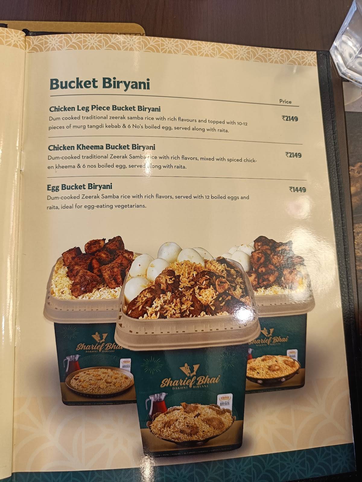 Sharief Bhai Biryani Trichy menu