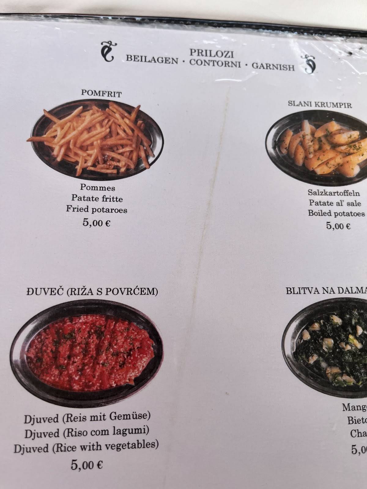 Menu de Tomislav