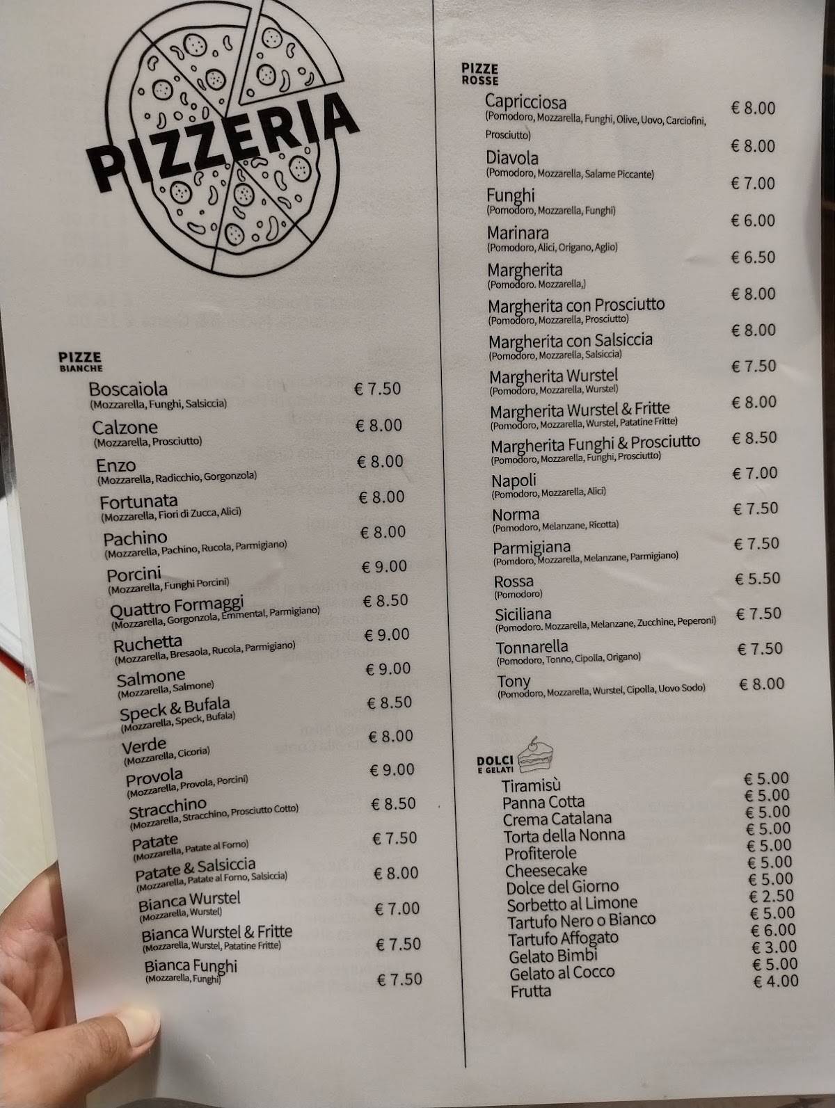 Menu di Tony Ristorante Pizzeria 