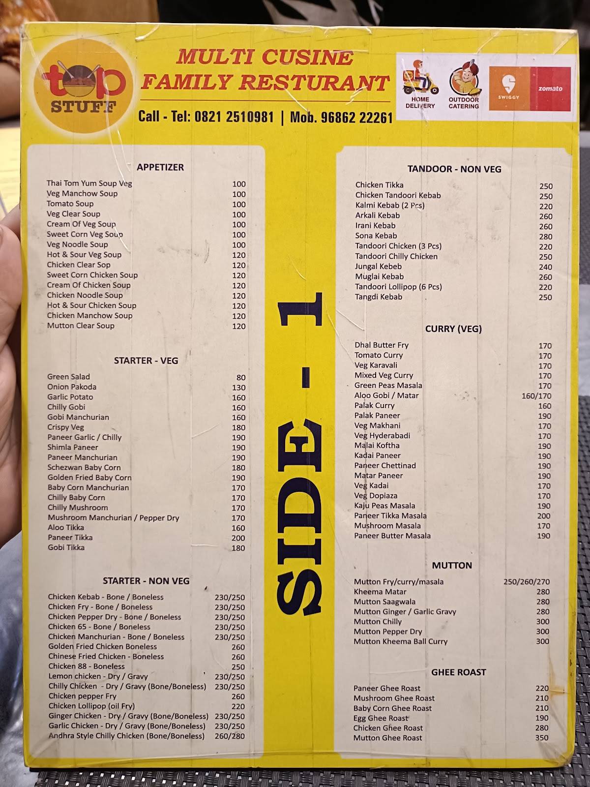 Top Stuff menu