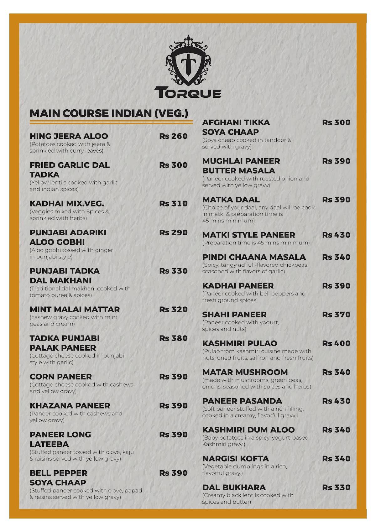 Torque menu