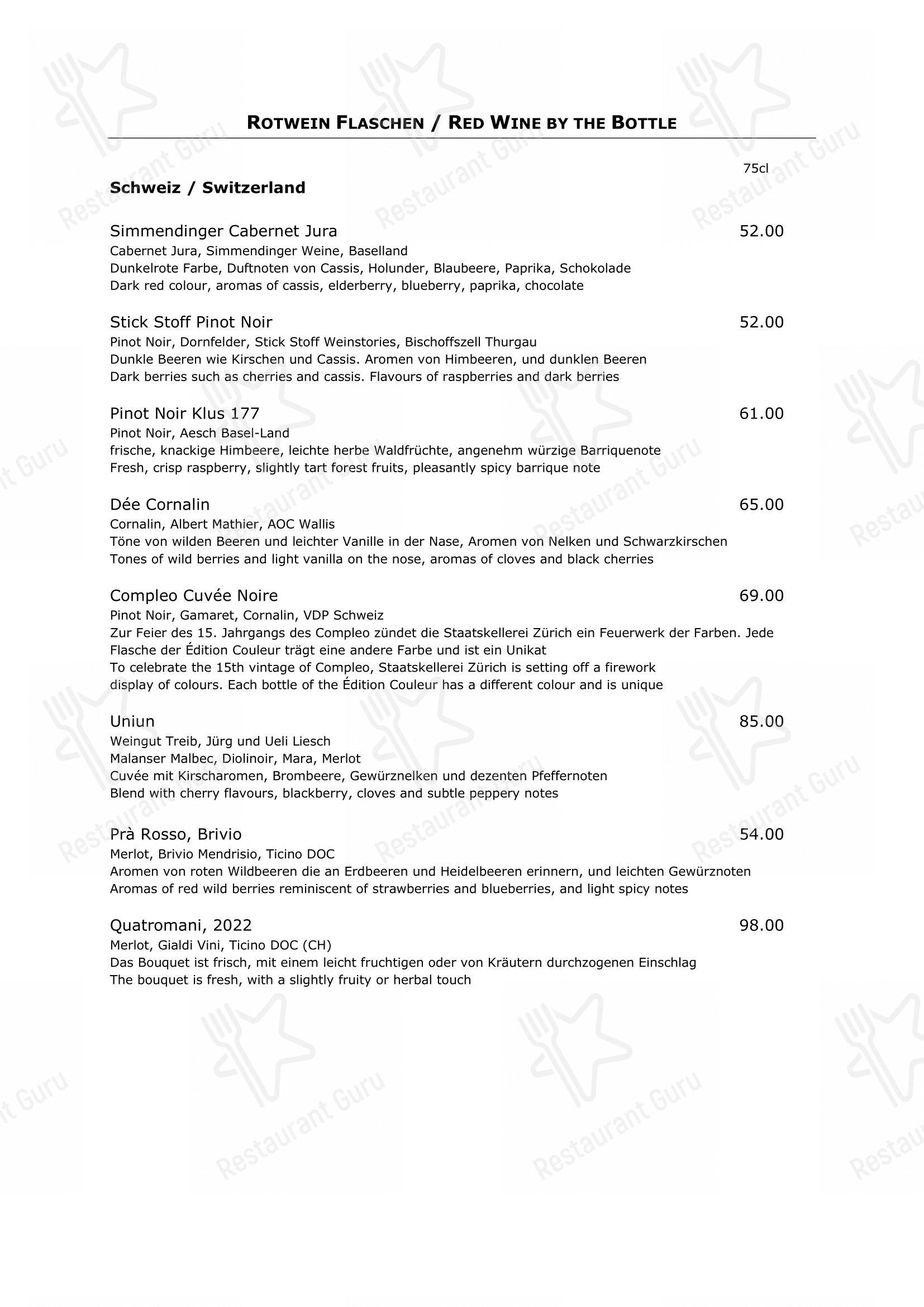 Menu per Torstübli ristorante