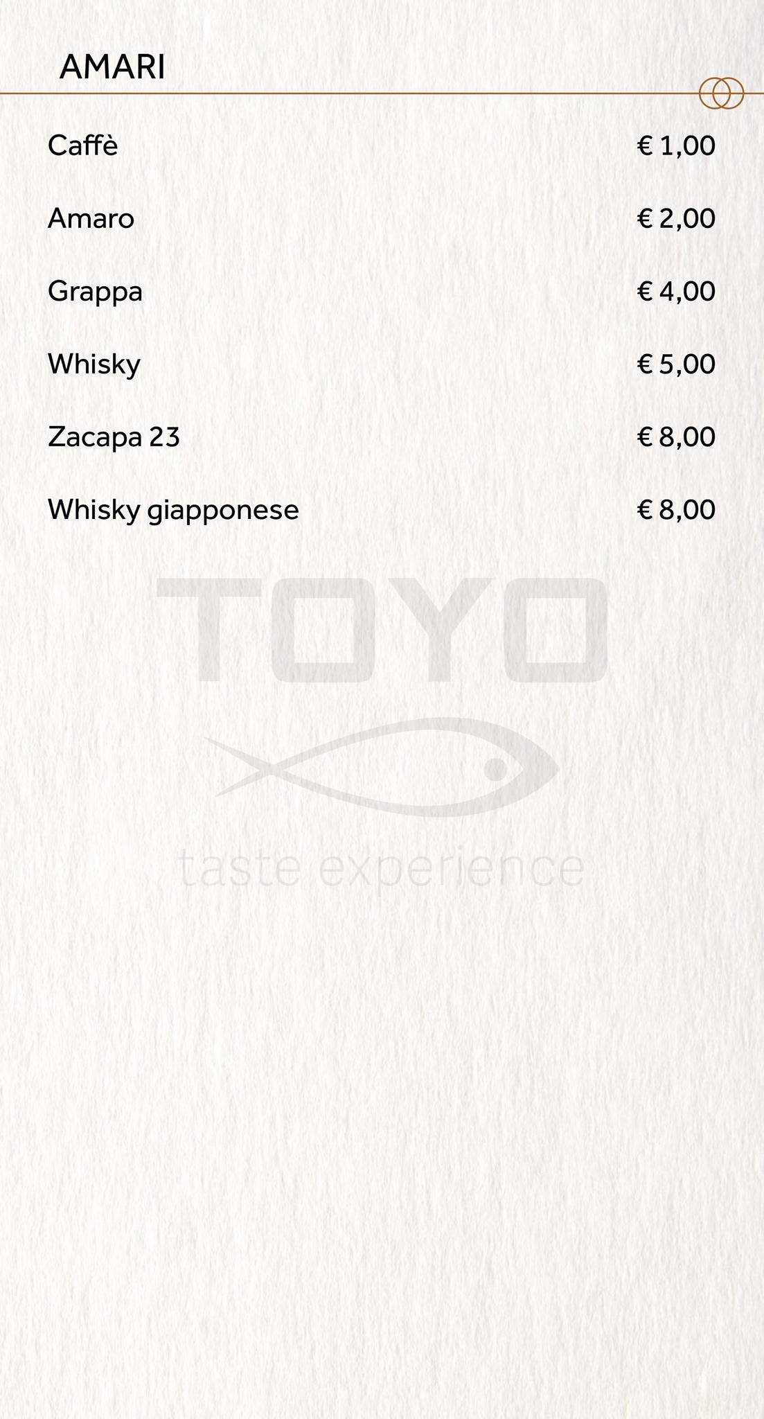 Menu di Toyo 