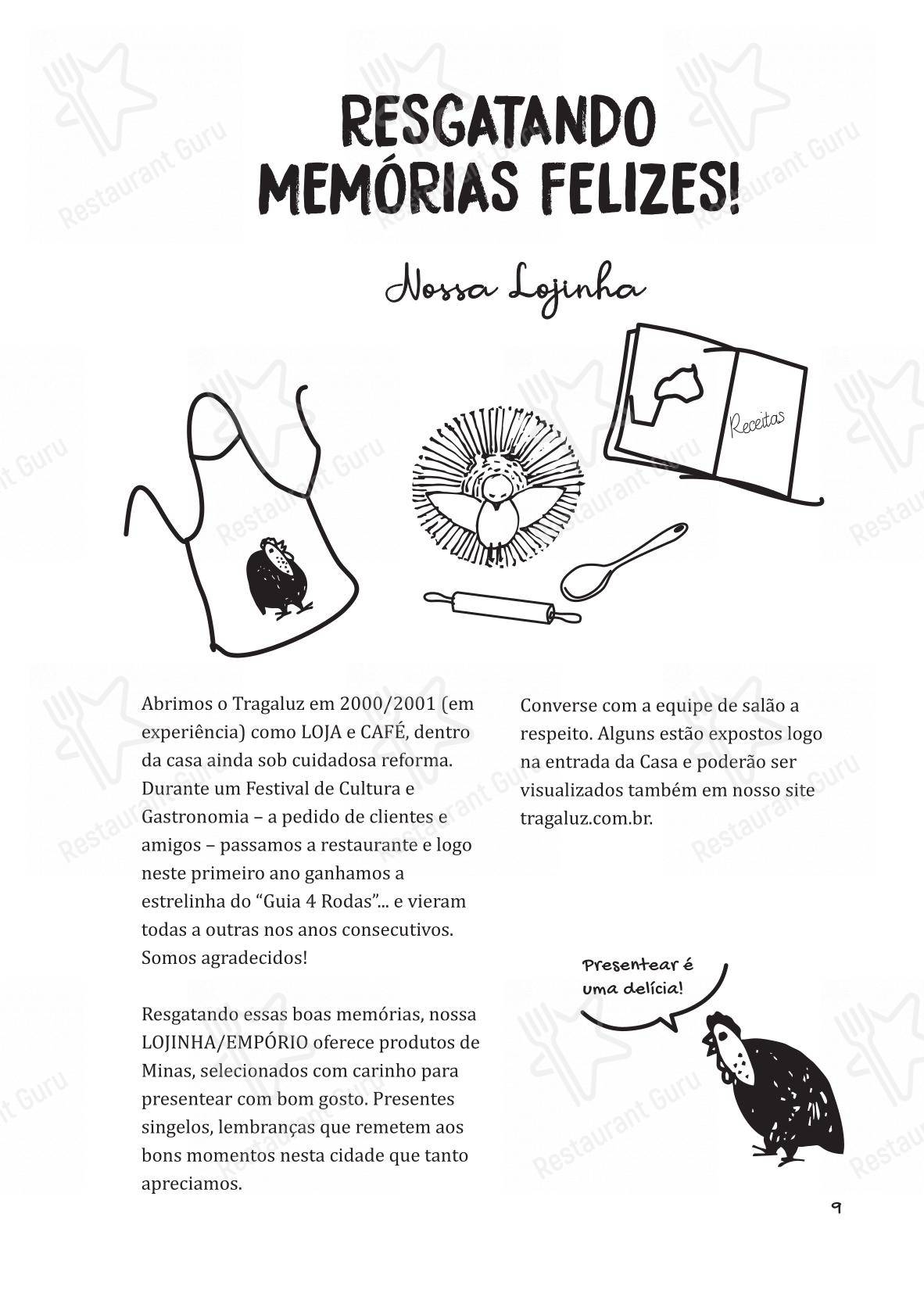 Menu bar para Tragaluz Restaurante Casa em Tiradentes