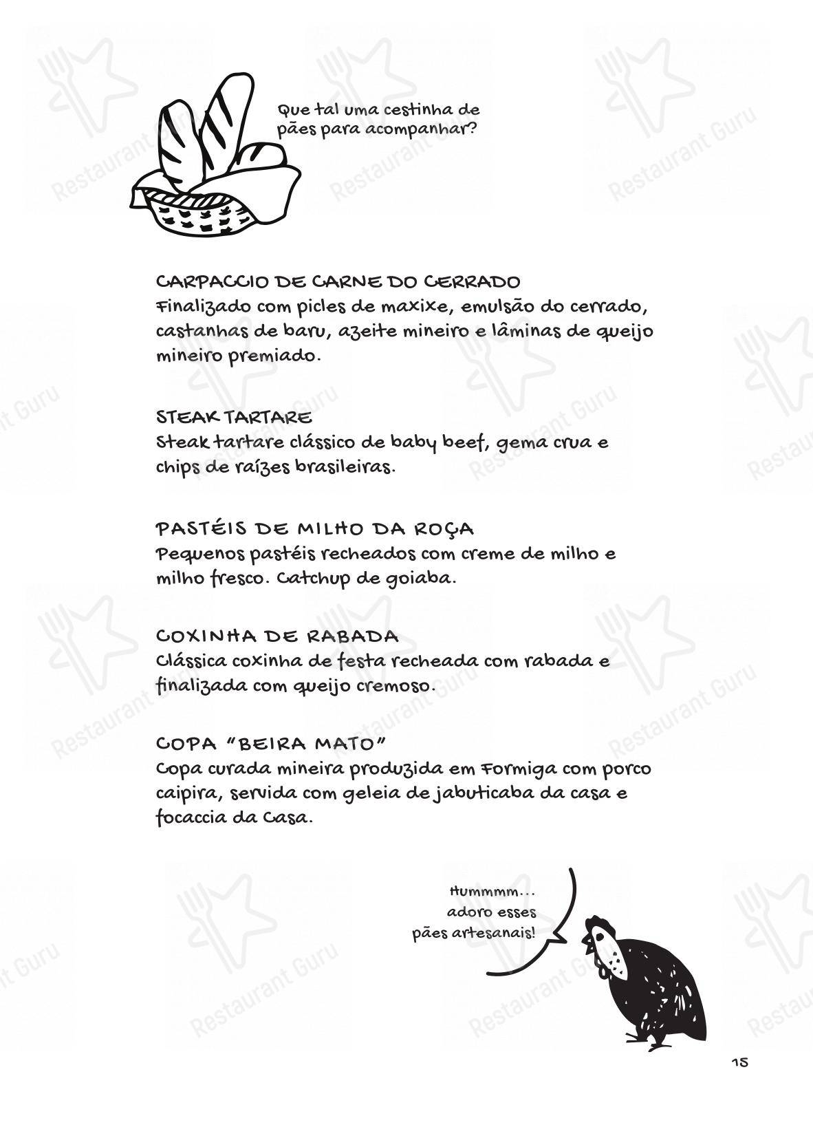 Menu bar para Tragaluz Restaurante Casa em Tiradentes