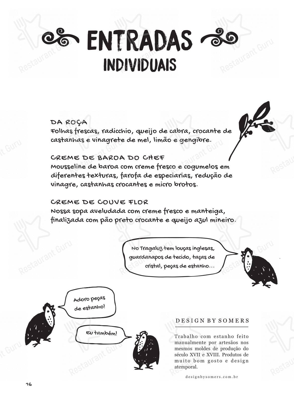 Tragaluz Restaurante Casa em Tiradentes - Menu bar