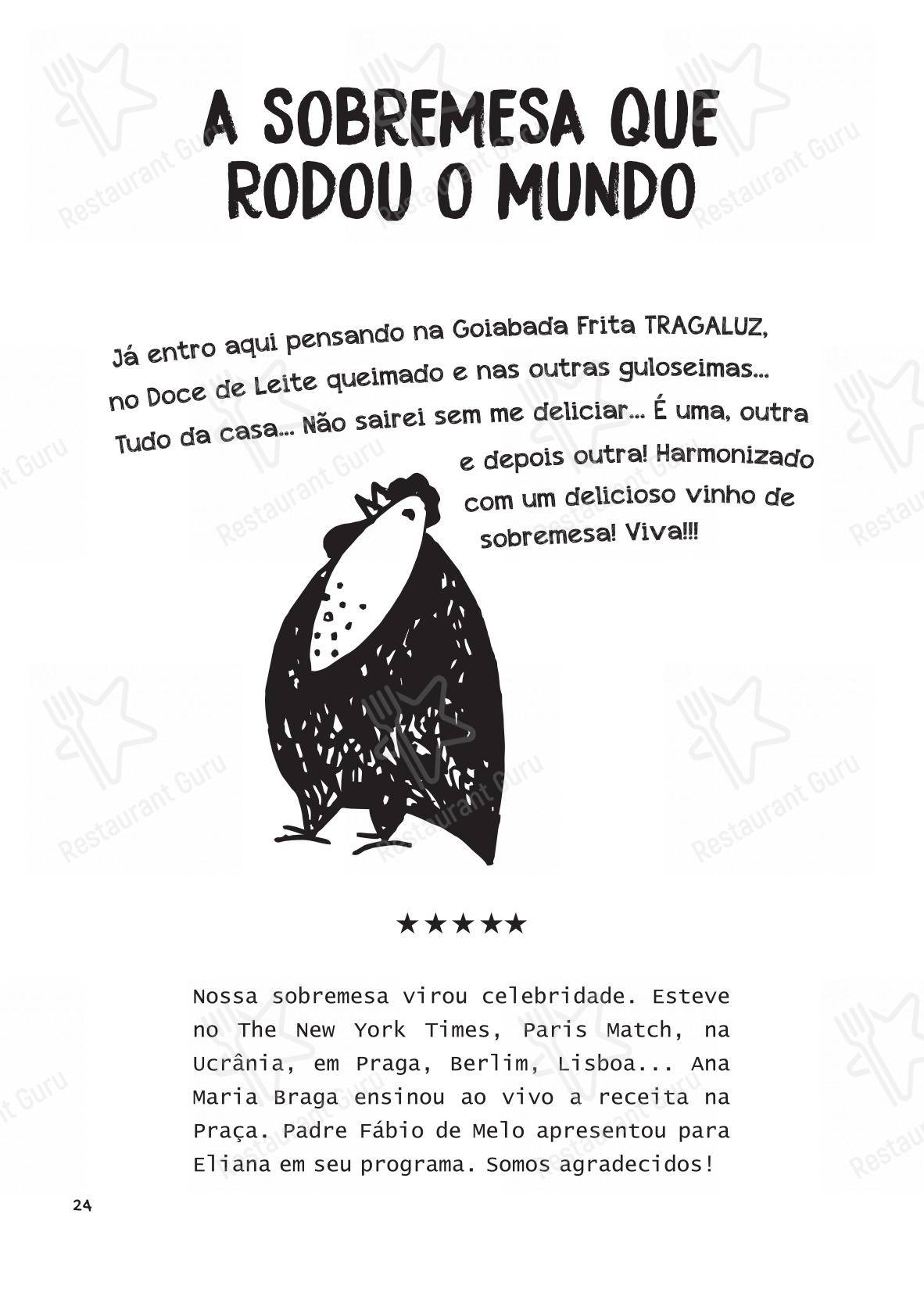 Menu bar para Tragaluz Restaurante Casa em Tiradentes