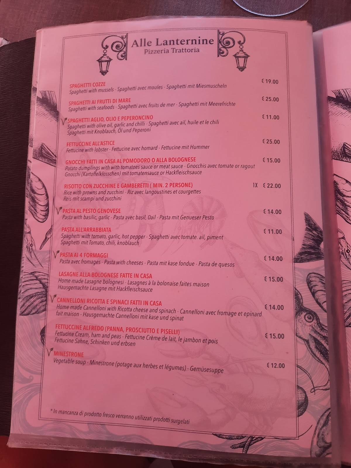 Menu di Trattoria Alle Lanternine 