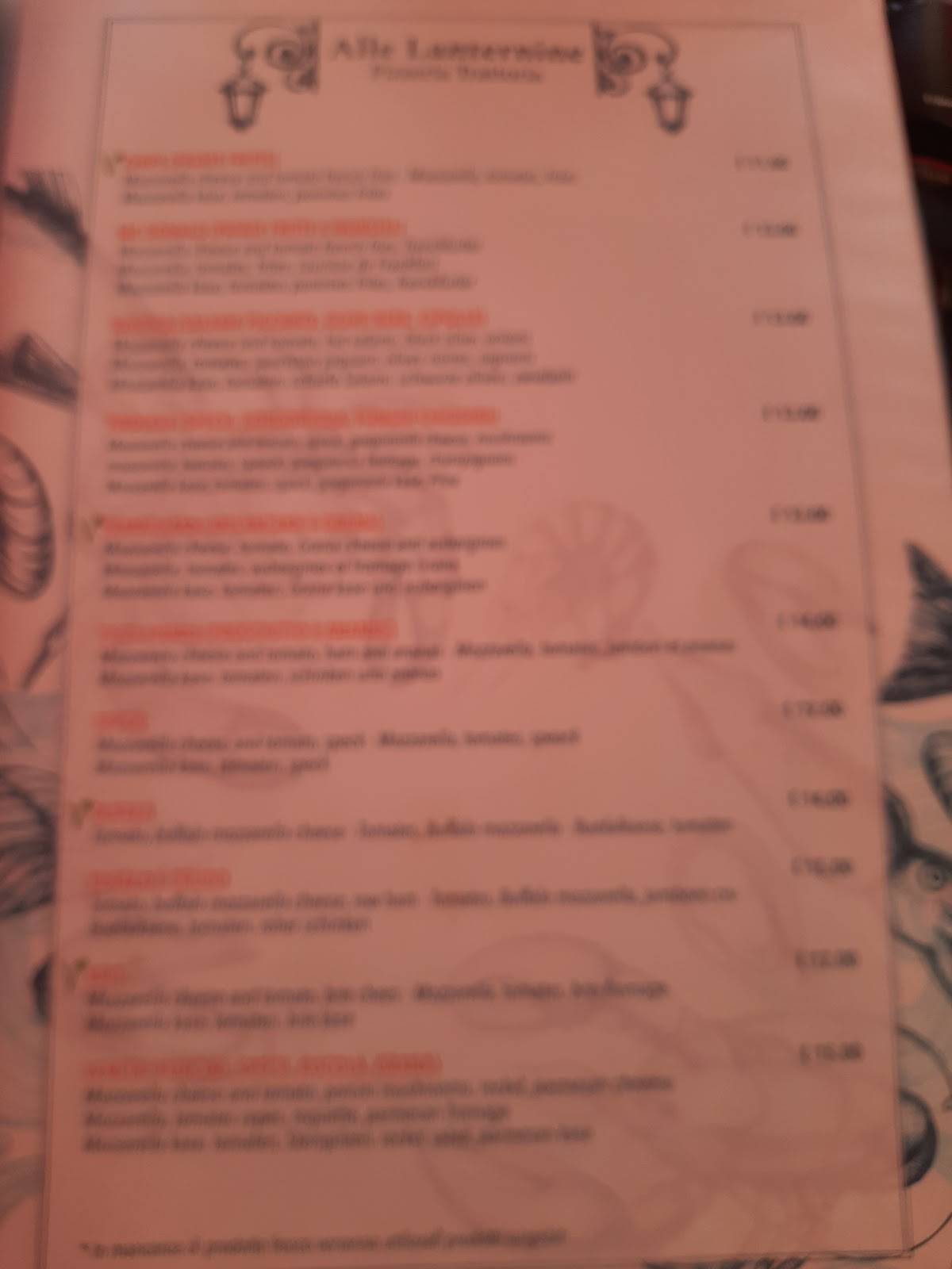 Menu di Trattoria Alle Lanternine 