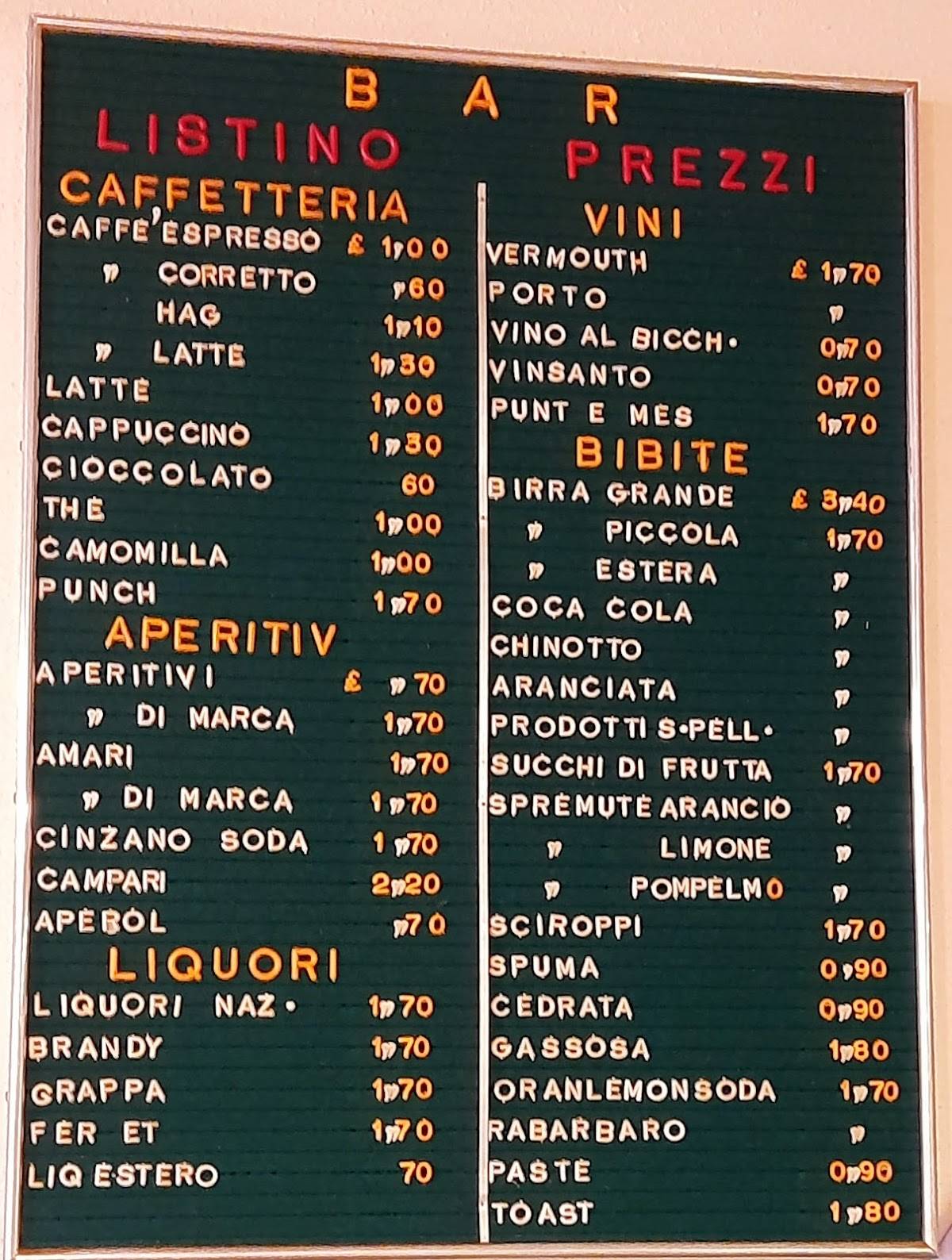 Menu di Trattoria Bar Alpino 