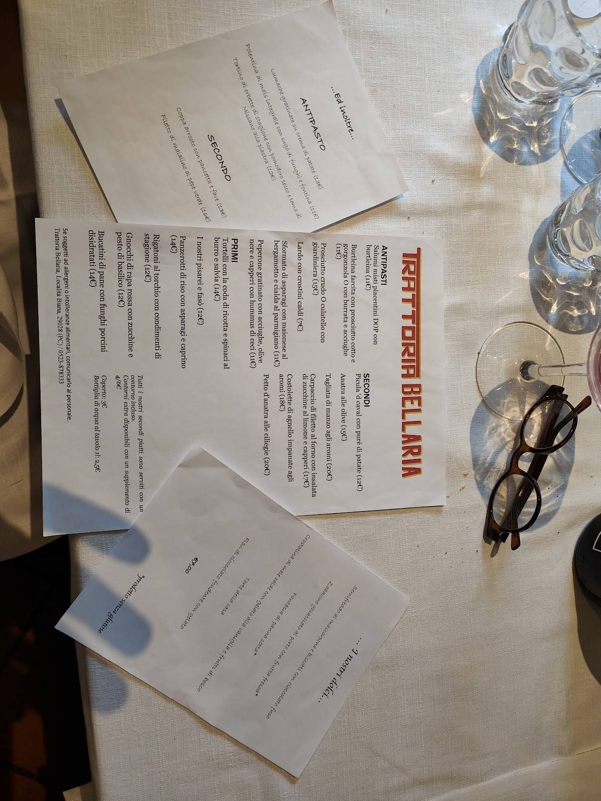 Menu di Trattoria Bellaria 